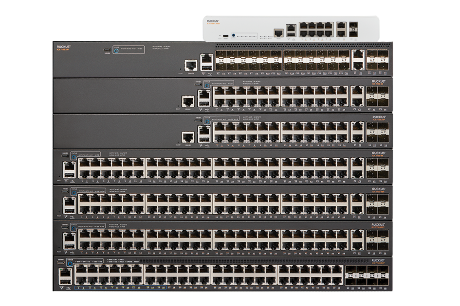 ICX7150-24 - Switch d'accès niveau 3, 24 ports Gigabit Ethernet, 2 uplinks  RJ45, 4 uplinks SFP upgradables, rackable 19